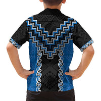 Blue Niho Taniwha Mix Poutama Hawaiian Shirt Unique Taniko Aotearoa