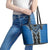 Blue Niho Taniwha Mix Poutama Leather Tote Bag Unique Taniko Aotearoa