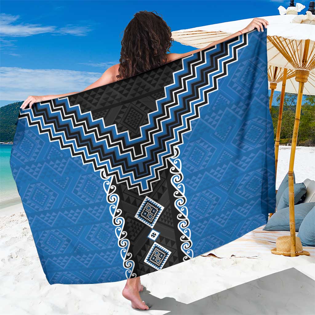 Blue Niho Taniwha Mix Poutama Sarong Unique Taniko Aotearoa