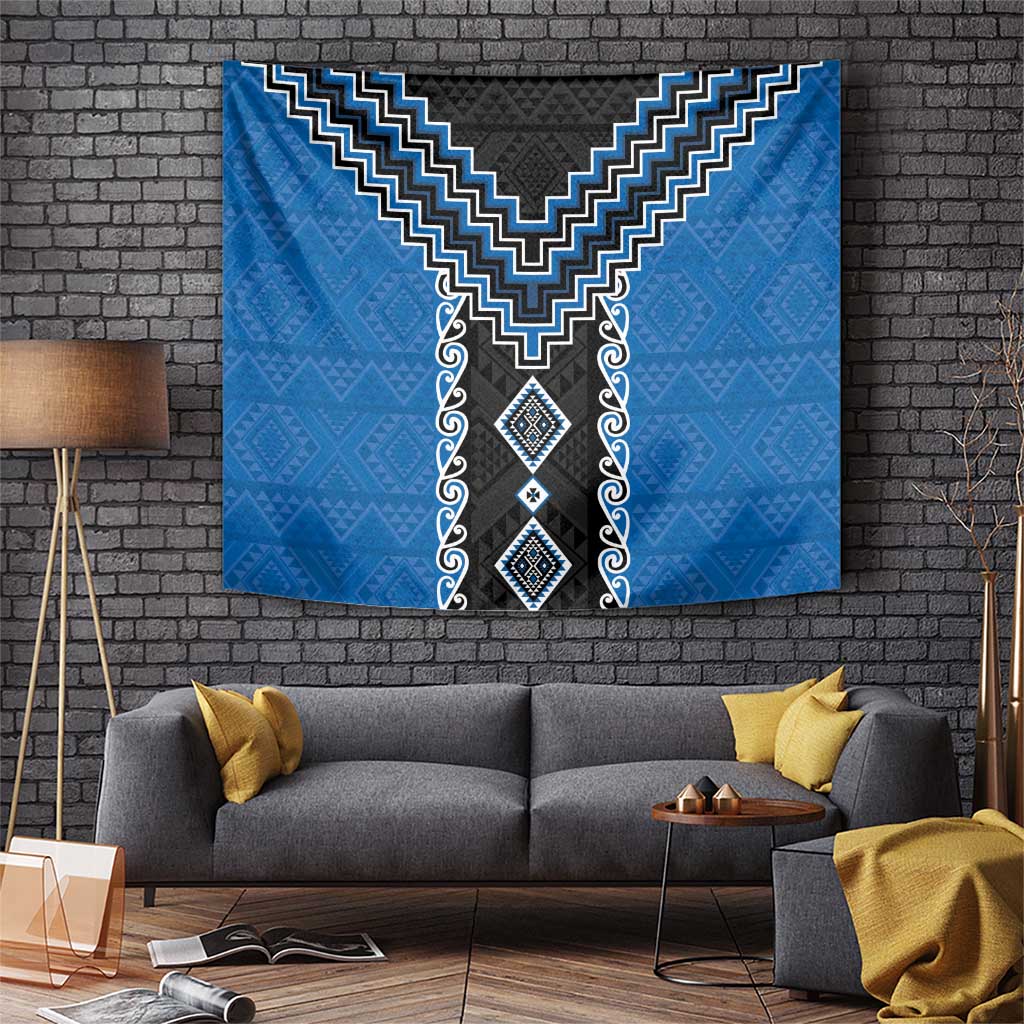 Blue Niho Taniwha Mix Poutama Tapestry Unique Taniko Aotearoa LT01 Blue - Polynesian Pride