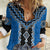 Blue Niho Taniwha Mix Poutama Women Casual Shirt Unique Taniko Aotearoa