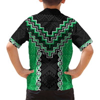 Green Niho Taniwha Mix Poutama Family Matching Long Sleeve Bodycon Dress and Hawaiian Shirt Unique Taniko Aotearoa LT01 - Polynesian Pride