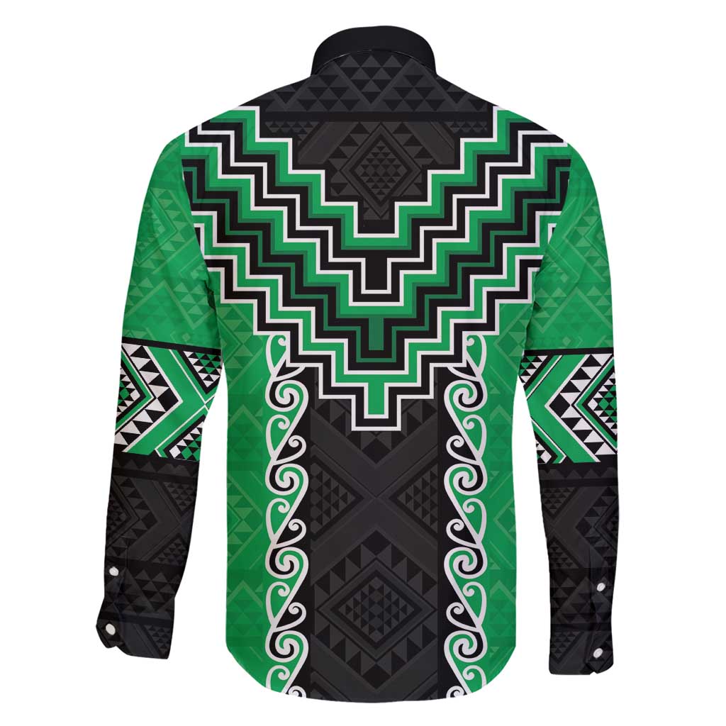 Green Niho Taniwha Mix Poutama Family Matching Off Shoulder Maxi Dress and Hawaiian Shirt Unique Taniko Aotearoa LT01 - Polynesian Pride