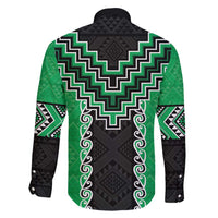 Green Niho Taniwha Mix Poutama Family Matching Off Shoulder Maxi Dress and Hawaiian Shirt Unique Taniko Aotearoa LT01 - Polynesian Pride