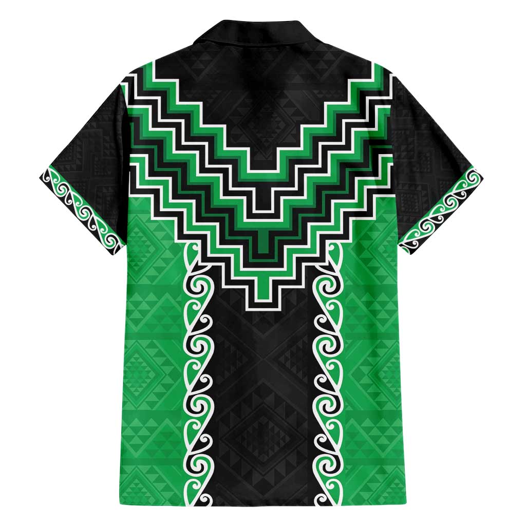 Green Niho Taniwha Mix Poutama Family Matching Short Sleeve Bodycon Dress and Hawaiian Shirt Unique Taniko Aotearoa LT01 - Polynesian Pride