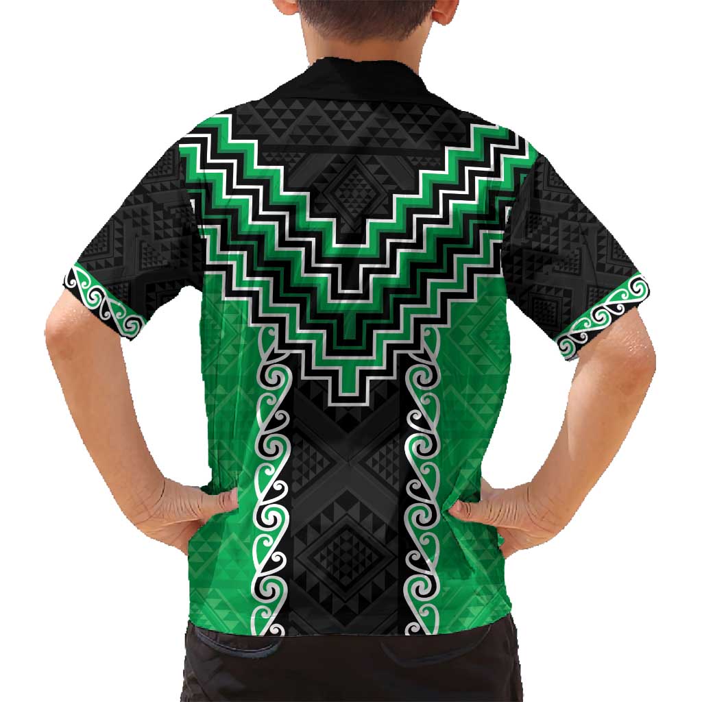Green Niho Taniwha Mix Poutama Family Matching Tank Maxi Dress and Hawaiian Shirt Unique Taniko Aotearoa LT01 - Polynesian Pride