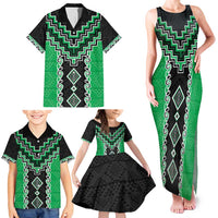 Green Niho Taniwha Mix Poutama Family Matching Tank Maxi Dress and Hawaiian Shirt Unique Taniko Aotearoa LT01 - Polynesian Pride