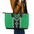 Green Niho Taniwha Mix Poutama Leather Tote Bag Unique Taniko Aotearoa