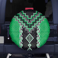 Green Niho Taniwha Mix Poutama Spare Tire Cover Unique Taniko Aotearoa LT01 No hole Green - Polynesian Pride