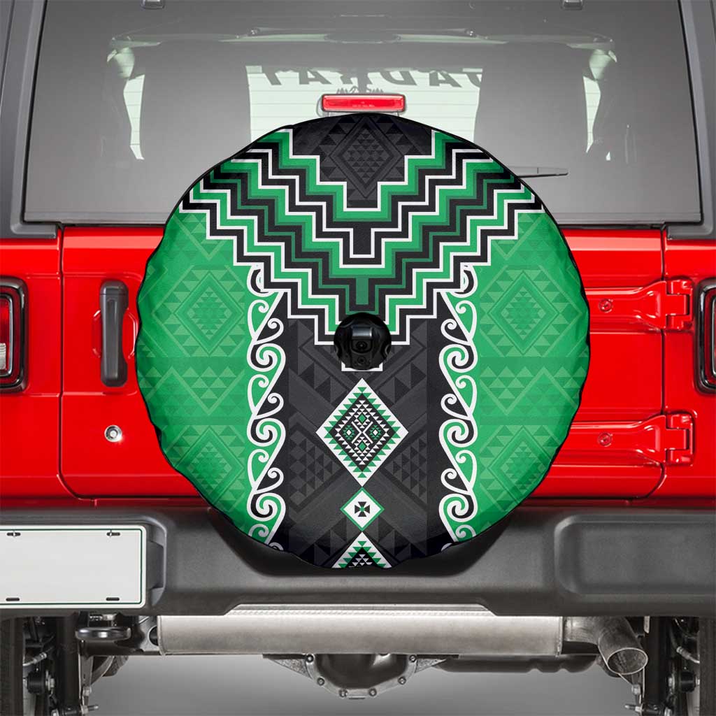 Green Niho Taniwha Mix Poutama Spare Tire Cover Unique Taniko Aotearoa LT01 - Polynesian Pride