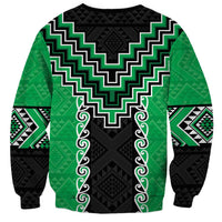 Green Niho Taniwha Mix Poutama Sweatshirt Unique Taniko Aotearoa