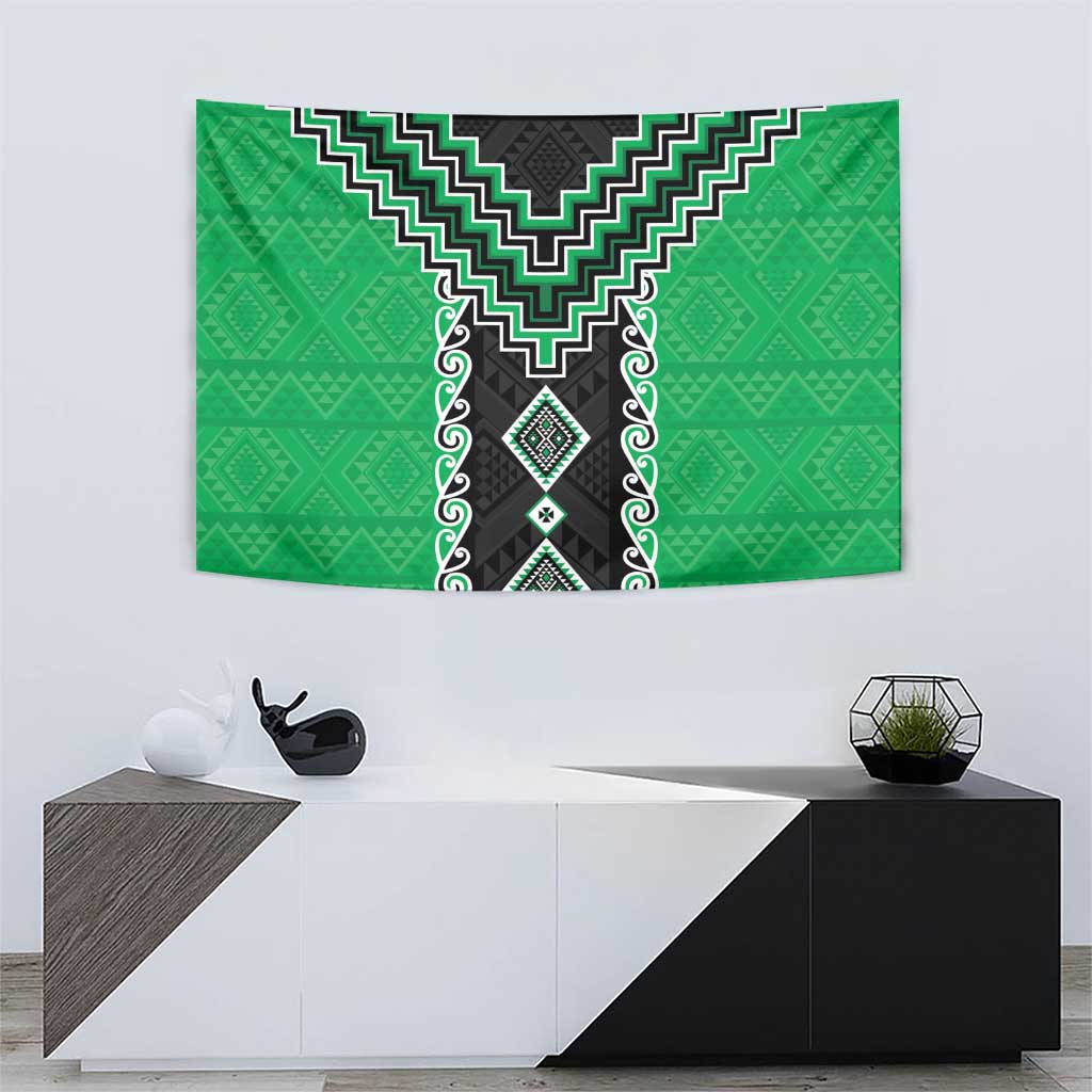 Green Niho Taniwha Mix Poutama Tapestry Unique Taniko Aotearoa