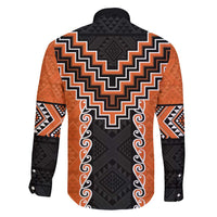 Orange Niho Taniwha Mix Poutama Family Matching Off Shoulder Maxi Dress and Hawaiian Shirt Unique Taniko Aotearoa LT01 - Polynesian Pride