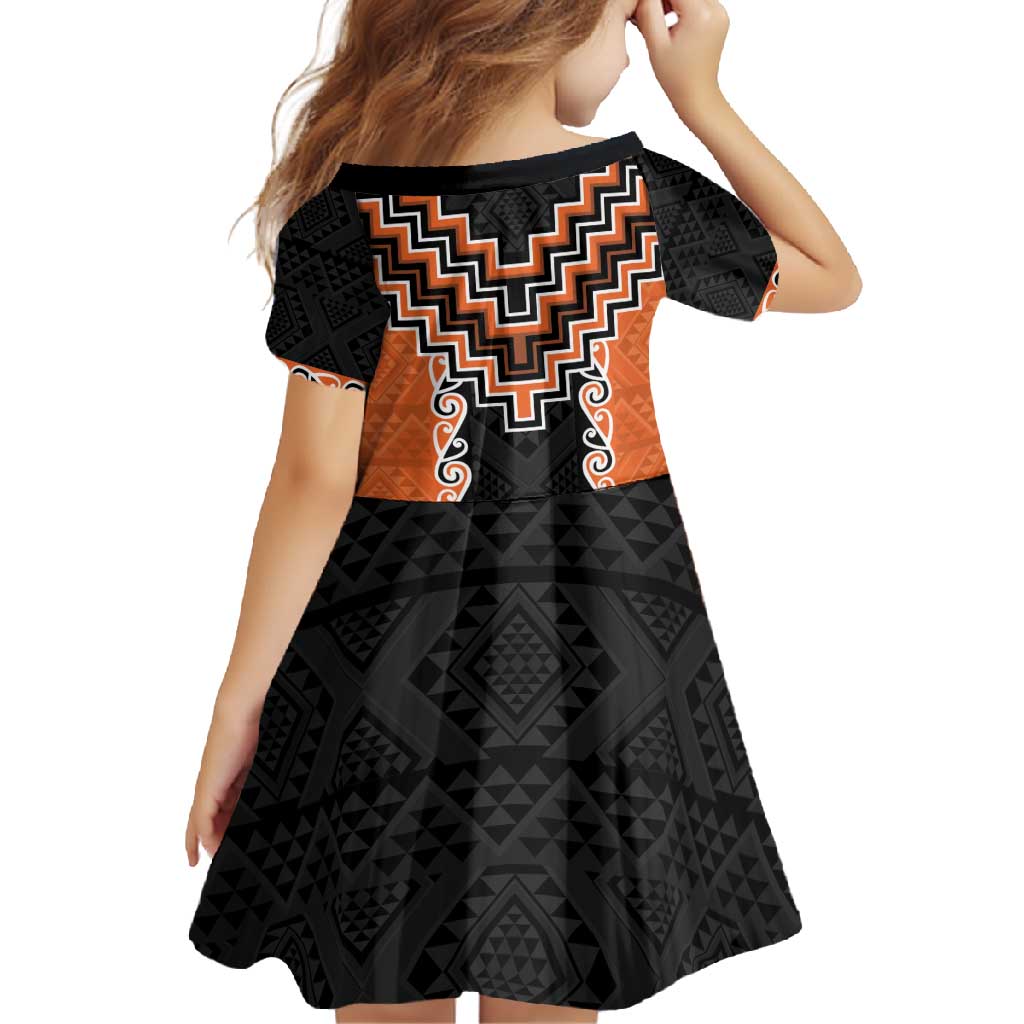 Orange Niho Taniwha Mix Poutama Family Matching Summer Maxi Dress and Hawaiian Shirt Unique Taniko Aotearoa LT01 - Polynesian Pride