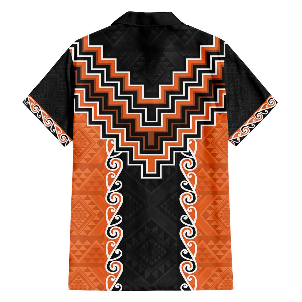Orange Niho Taniwha Mix Poutama Family Matching Summer Maxi Dress and Hawaiian Shirt Unique Taniko Aotearoa LT01 - Polynesian Pride