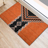 Orange Niho Taniwha Mix Poutama Rubber Doormat Unique Taniko Aotearoa