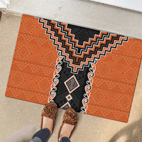 Orange Niho Taniwha Mix Poutama Rubber Doormat Unique Taniko Aotearoa