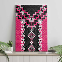 Pink Niho Taniwha Mix Poutama Canvas Wall Art Unique Taniko Aotearoa