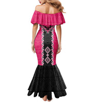 Pink Niho Taniwha Mix Poutama Family Matching Mermaid Dress and Hawaiian Shirt Unique Taniko Aotearoa LT01 - Polynesian Pride