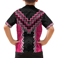 Pink Niho Taniwha Mix Poutama Family Matching Summer Maxi Dress and Hawaiian Shirt Unique Taniko Aotearoa LT01 - Polynesian Pride