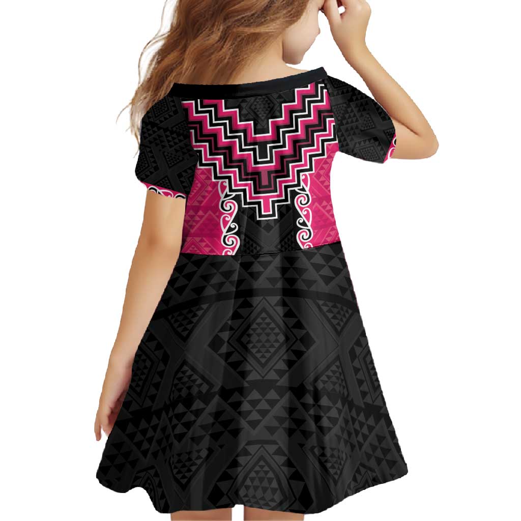 Pink Niho Taniwha Mix Poutama Family Matching Summer Maxi Dress and Hawaiian Shirt Unique Taniko Aotearoa LT01 - Polynesian Pride