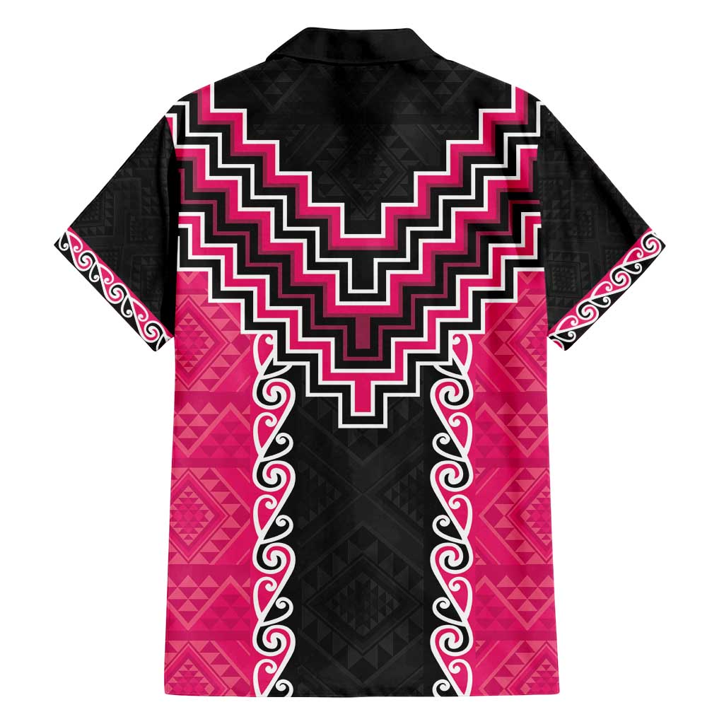 Pink Niho Taniwha Mix Poutama Family Matching Summer Maxi Dress and Hawaiian Shirt Unique Taniko Aotearoa LT01 - Polynesian Pride