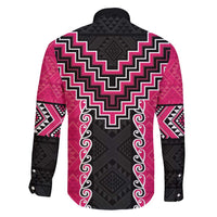 Pink Niho Taniwha Mix Poutama Family Matching Summer Maxi Dress and Hawaiian Shirt Unique Taniko Aotearoa LT01 - Polynesian Pride