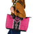 Pink Niho Taniwha Mix Poutama Leather Tote Bag Unique Taniko Aotearoa