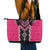 Pink Niho Taniwha Mix Poutama Leather Tote Bag Unique Taniko Aotearoa