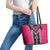 Pink Niho Taniwha Mix Poutama Leather Tote Bag Unique Taniko Aotearoa