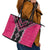 Pink Niho Taniwha Mix Poutama Leather Tote Bag Unique Taniko Aotearoa