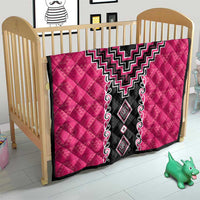 Pink Niho Taniwha Mix Poutama Quilt Unique Taniko Aotearoa