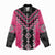 Pink Niho Taniwha Mix Poutama Women Casual Shirt Unique Taniko Aotearoa
