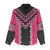 Pink Niho Taniwha Mix Poutama Women Casual Shirt Unique Taniko Aotearoa