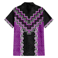 Purple Niho Taniwha Mix Poutama Family Matching Short Sleeve Bodycon Dress and Hawaiian Shirt Unique Taniko Aotearoa LT01 - Polynesian Pride
