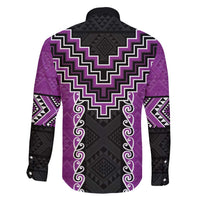 Purple Niho Taniwha Mix Poutama Family Matching Short Sleeve Bodycon Dress and Hawaiian Shirt Unique Taniko Aotearoa LT01 - Polynesian Pride