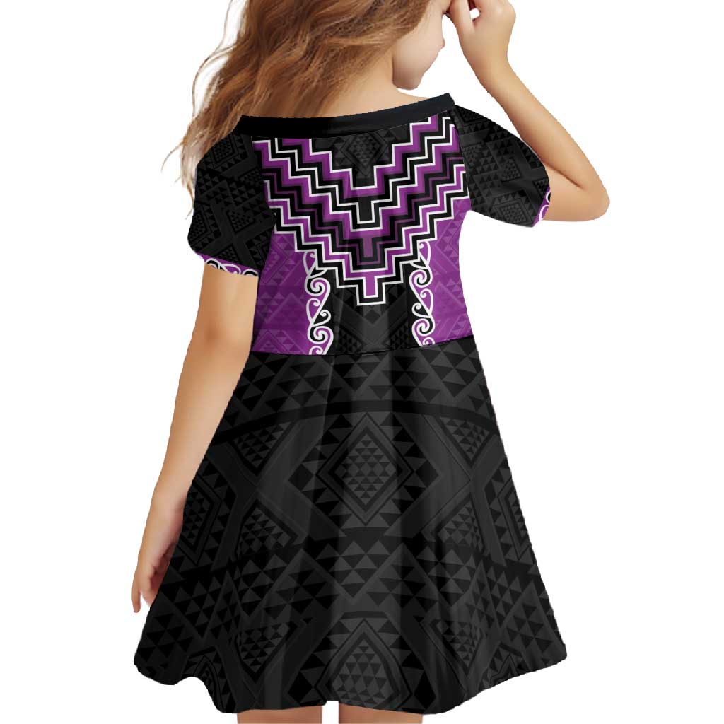 Purple Niho Taniwha Mix Poutama Family Matching Summer Maxi Dress and Hawaiian Shirt Unique Taniko Aotearoa LT01 - Polynesian Pride
