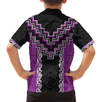 Purple Niho Taniwha Mix Poutama Family Matching Tank Maxi Dress and Hawaiian Shirt Unique Taniko Aotearoa LT01 - Polynesian Pride