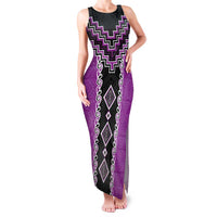Purple Niho Taniwha Mix Poutama Family Matching Tank Maxi Dress and Hawaiian Shirt Unique Taniko Aotearoa LT01 Mom's Dress Purple - Polynesian Pride