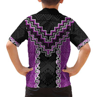 Purple Niho Taniwha Mix Poutama Hawaiian Shirt Unique Taniko Aotearoa
