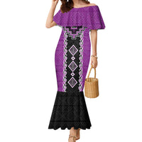 Purple Niho Taniwha Mix Poutama Mermaid Dress Unique Taniko Aotearoa LT01 Women Purple - Polynesian Pride
