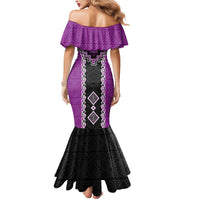 Purple Niho Taniwha Mix Poutama Mermaid Dress Unique Taniko Aotearoa LT01 - Polynesian Pride