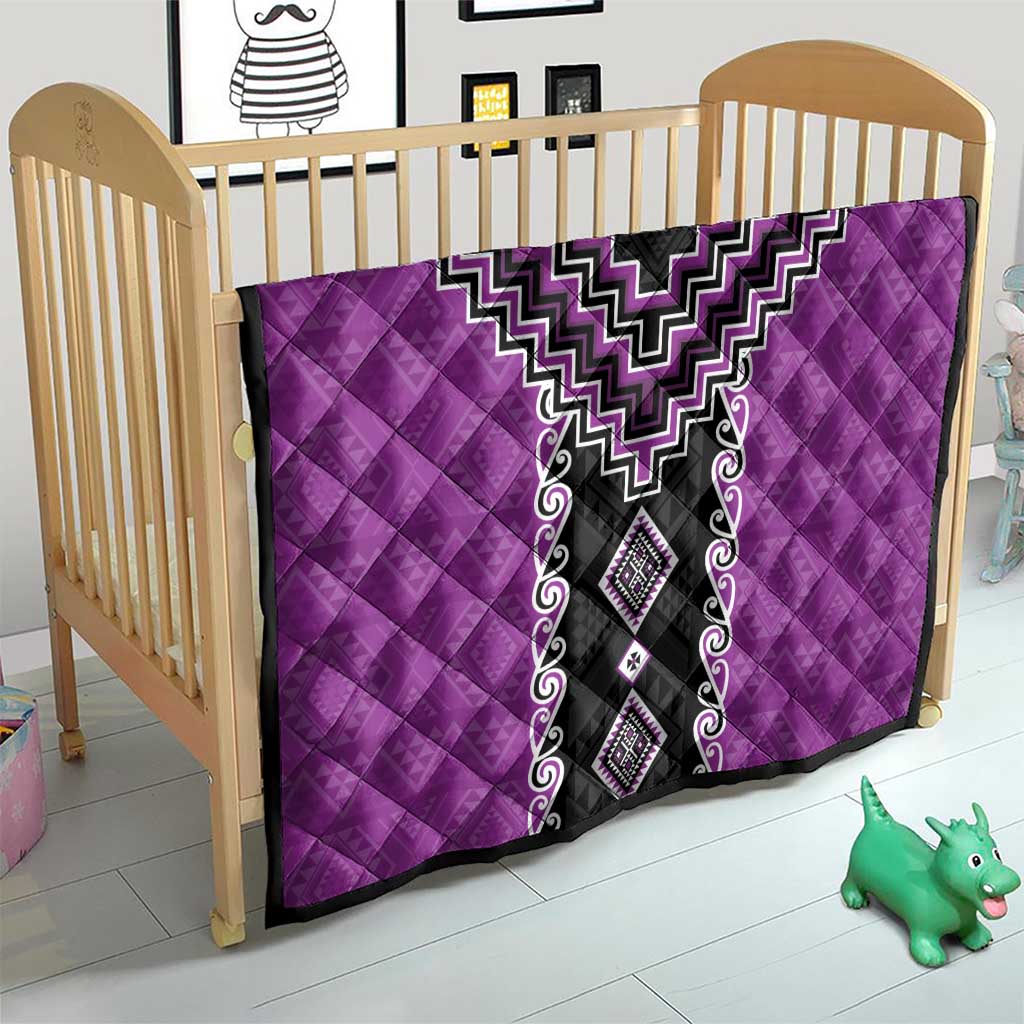 Purple Niho Taniwha Mix Poutama Quilt Unique Taniko Aotearoa