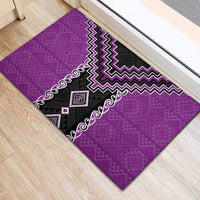 Purple Niho Taniwha Mix Poutama Rubber Doormat Unique Taniko Aotearoa