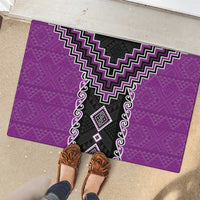 Purple Niho Taniwha Mix Poutama Rubber Doormat Unique Taniko Aotearoa