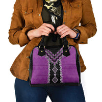 Purple Niho Taniwha Mix Poutama Shoulder Handbag Unique Taniko Aotearoa LT01 - Polynesian Pride