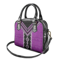 Purple Niho Taniwha Mix Poutama Shoulder Handbag Unique Taniko Aotearoa LT01 - Polynesian Pride
