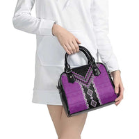 Purple Niho Taniwha Mix Poutama Shoulder Handbag Unique Taniko Aotearoa LT01 - Polynesian Pride