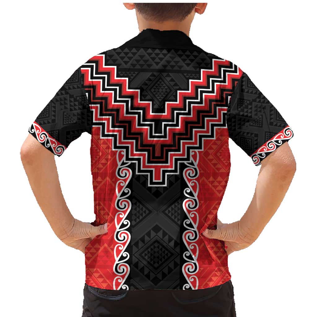Red Niho Taniwha Mix Poutama Family Matching Mermaid Dress and Hawaiian Shirt Unique Taniko Aotearoa LT01 - Polynesian Pride
