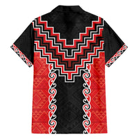 Red Niho Taniwha Mix Poutama Family Matching Summer Maxi Dress and Hawaiian Shirt Unique Taniko Aotearoa